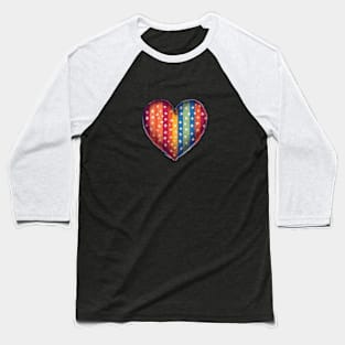 American Pride - Rainbow Colored Stars and Stripes Heart - Pink White and Blue - LGBTQ Baseball T-Shirt